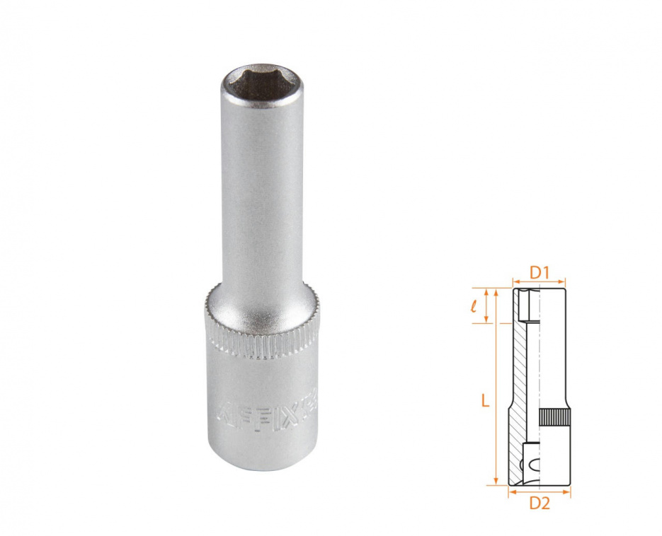 Головка торцевая глубокая шестигранная 3/8", 08 мм AFFIX AF00130008